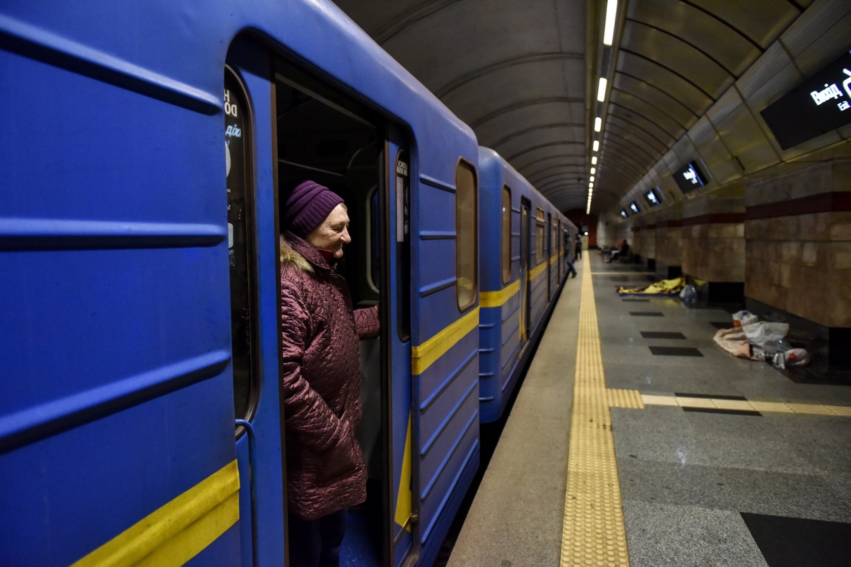 a kyiv metro station used as a bomb shelter in the early days of the war.
