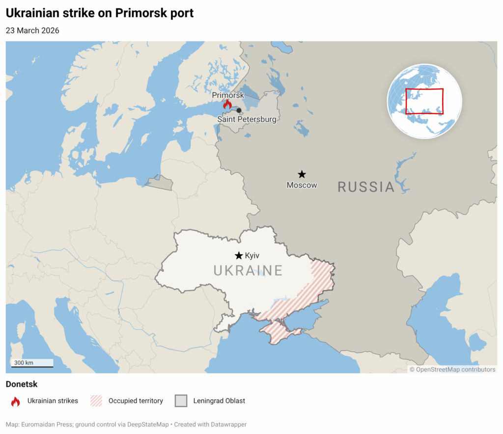 Ukrainian strike on Primorsk port 23 March 2026