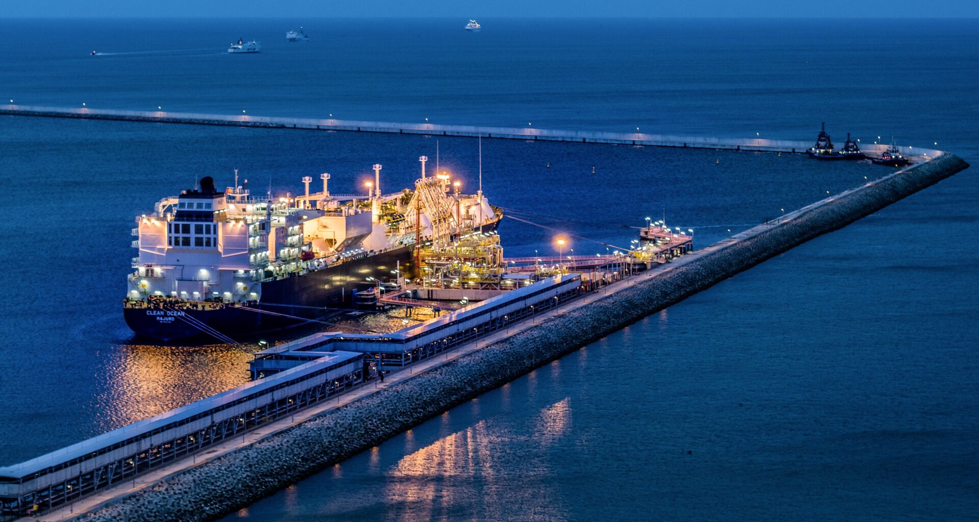 a lng tanker at świnoujście lng terminal in poland
