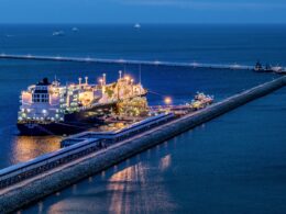 a lng tanker at świnoujście lng terminal in poland