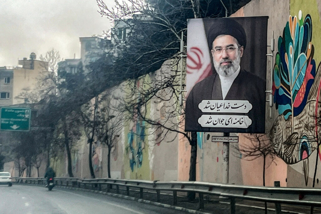 poster of iran’s new supreme leader ayatollah mojtaba khamenei in tehran