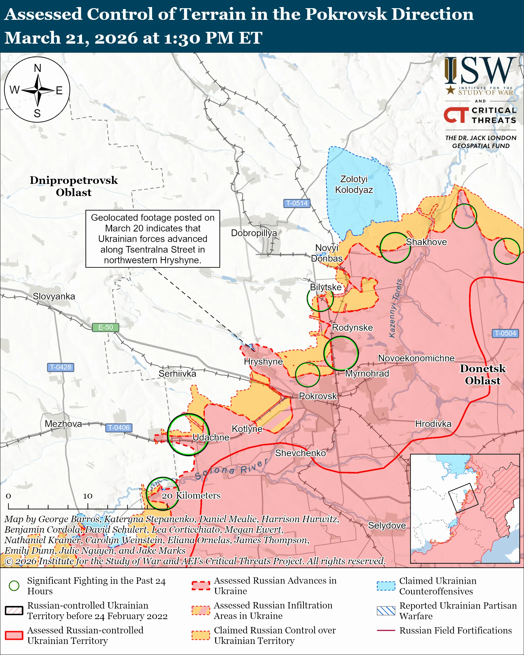 isw russia has likely begun its anticipated spring-summer 2026 offensive against ukraine's fortress belt donetsk oblast · post assessed control terrain pokrovsk direction 21 pokrovsk-direction-march-21-2026 russian forces have institute study