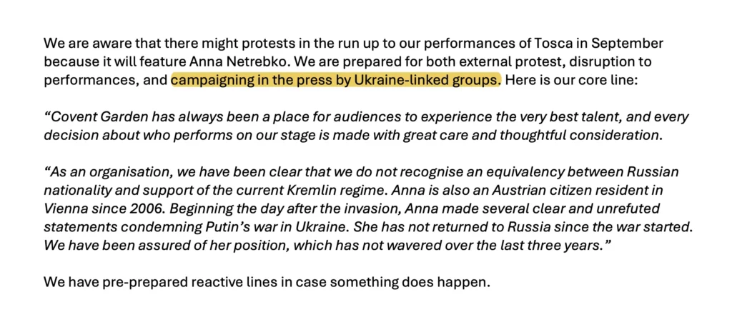 Netrebko protest London UK FCDO