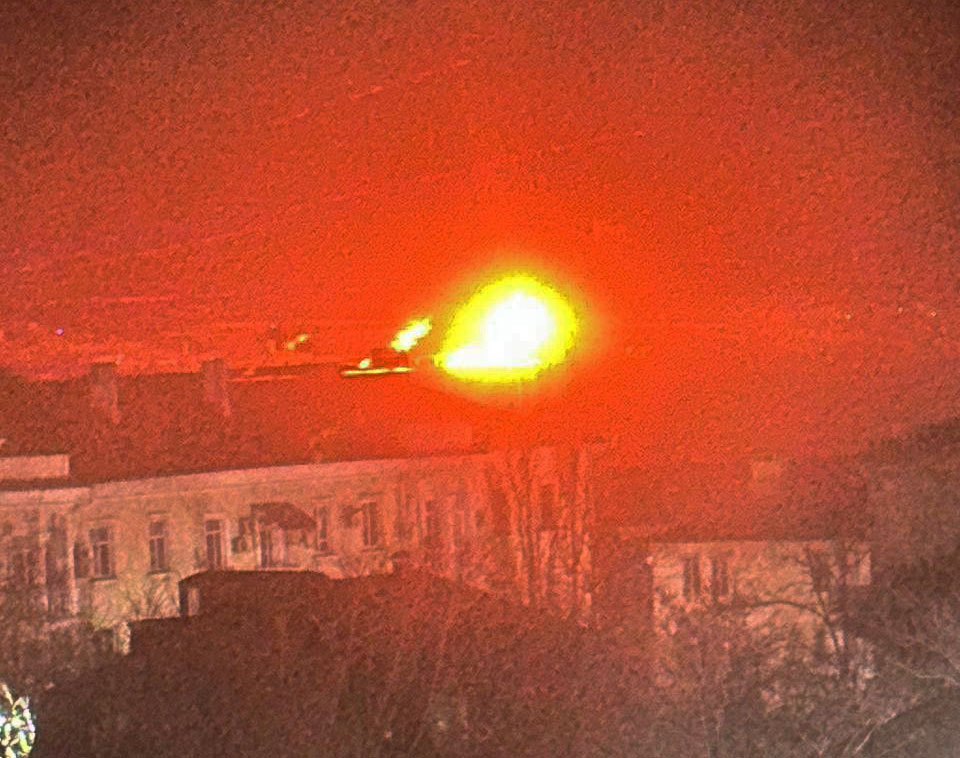 port hit terminal burning new novorossiysk strike adds pressure russia’s black sea oil logistics · post explosion krasnodar krai russia 2 2026 telegram/astra last night ukrainian drones southern russia's local