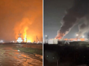 Armavir Line Production and Dispatch Station in Krasnodar Krai, Russia fire oil