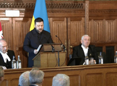 Ukrainian President Volodymyr Zelenskyy addressing the UK Parliament on 17 March 2026. Screenshot from video: Zelenskyy on Telegram