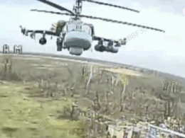 Russian Ka-52 helicopter seen by a Ukrainian FPV drone before strike. Screenshot from video: Magyar on Telegram