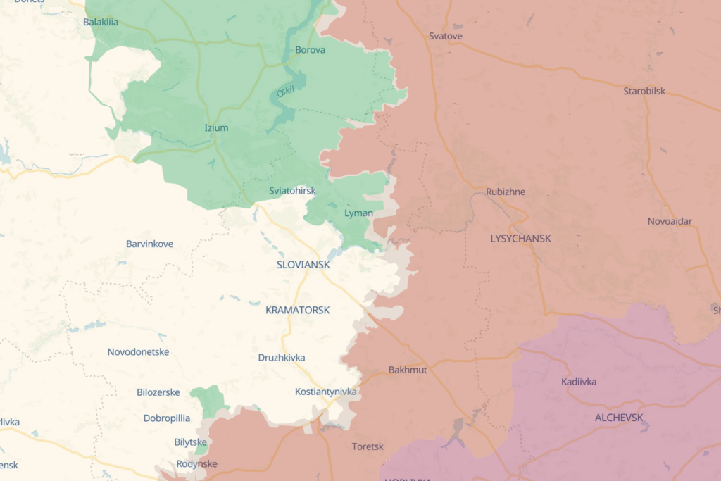 Frontline situation around Lyman, Donetsk Oblast, 6 March 2026. Map: DeepState