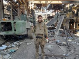 Azov Brigade soldier Bohdan Belinov at the Azovstal steel plant destroyed by Russian forces in Mariupol. Source: svoi.city