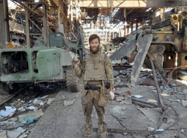Azov Brigade soldier Bohdan Belinov at the Azovstal steel plant destroyed by Russian forces in Mariupol. Source: svoi.city