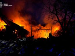 The fire errupted after a Russian missile attack on 14 March 2026. Source: DSNS