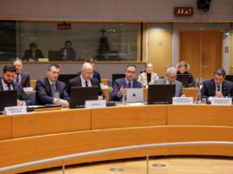 Ukrainian Energy Minister Denys Shmyhal meeting with EU diplomats in Brussels, 17 March 2026. Photo: Denys Shmyhal on Telegram