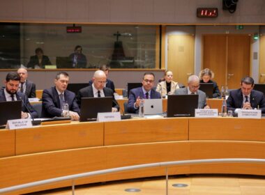 Ukrainian Energy Minister Denys Shmyhal meeting with EU diplomats in Brussels, 17 March 2026. Photo: Denys Shmyhal on Telegram