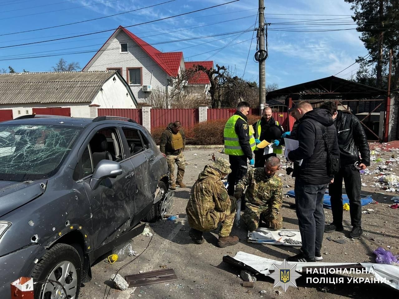 The aftermath of a Russian terrorist attack in Bucha. Source: National Police