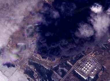 The ports of Ust-Luga and Primorsk following an attack by Ukrainian drones.