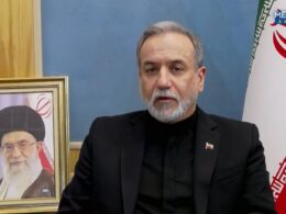 iranian foreign minister won't deny russia feeding tehran intelligence american warships · post abbas araghchi speaks nbc's meet press 8 2026 black-draped portrait late supreme leader ayatollah ali khamenei visible