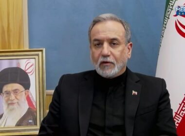 iranian foreign minister won't deny russia feeding tehran intelligence american warships · post abbas araghchi speaks nbc's meet press 8 2026 black-draped portrait late supreme leader ayatollah ali khamenei visible