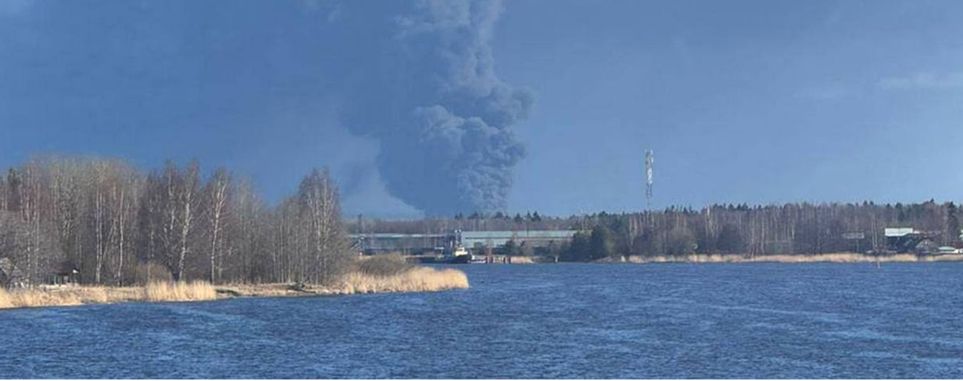 ukraine hits ust-luga primorsk third time five days — pace suggests kyiv trying destroy russia's baltic oil export ports beyond repair · post smoke rising above port near leningrad oblast