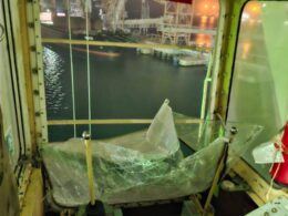 russia hit two grain-loaded ships under palau barbados flags odesa port overnight — grain bunker administrative buildings also damaged · post shattered glass inside vessel during russia's drone attack infrastructure