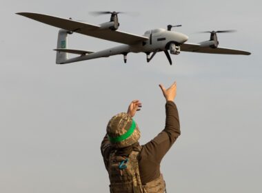 A Ukrainian soldier with a drone. Source: SBS