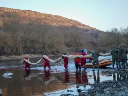 russia bombed ukraine's dam poisoned moldova's river — now claims ukraine did fuel truck · post romanian response team moldovan military personnel deploying absorbent booms dniester contain oil contamination caused