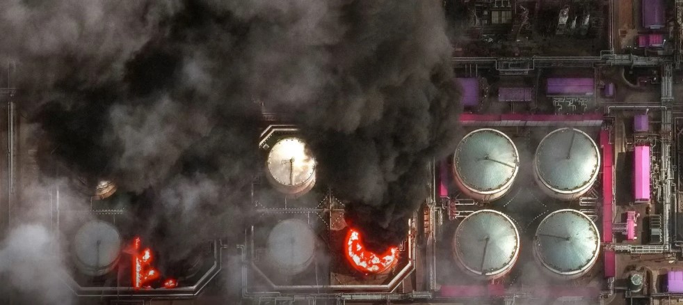 A Russian oil plant is burning. Source: Ukraine's Defense Ministry
