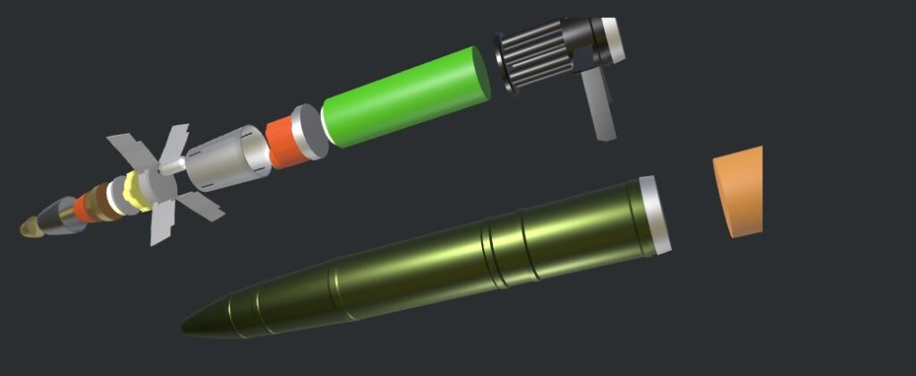 A Russian “Krasnopol-M2” guided ammunition. Source: HUR
