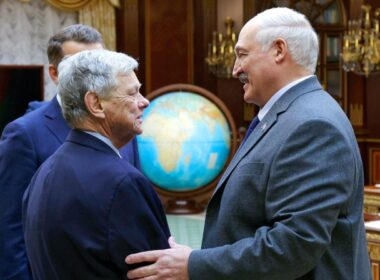U.S. Special Envoy for Belarus John Coale meets self-proclaimed president Aliaksandr Lukashenka. Photo: BelTA