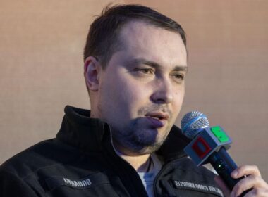 Head of Ukraine's Presidential Office Kyrylo Budanov speaking at the Kyiv Security Forum, 23 April 2026. Photo: Ukrainian Presidential Office