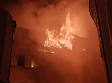 Photo of a burning house in Kharkiv in the night of 3 March. Source: National Police of Ukraine