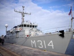 russia sank henichiesk 2022 ship bearing its name join ukraine's navy — cannot sail home yet · post dutch alkmaar-class countermeasure vessel zr ms makkum (m314) docked vlissingen netherlands 16