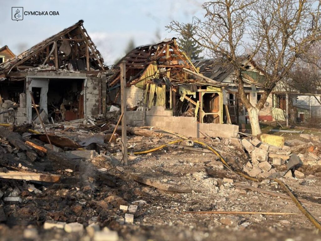 Aftermath of a Russian strike in Shostka