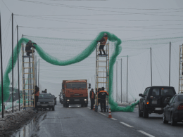 fishing nets used mediterranean millennia — now italy wants turn drone shields over ukrainian cities · post workers install anti-drone ring road northern outskirts kharkiv 2026 6ea9c925f4eb5b85 italy's senate has