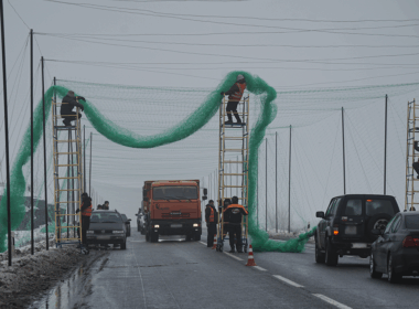 fishing nets used mediterranean millennia — now italy wants turn drone shields over ukrainian cities · post workers install anti-drone ring road northern outskirts kharkiv 2026 6ea9c925f4eb5b85 italy's senate has