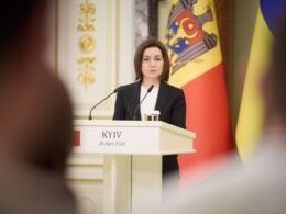 Moldovan President Maia Sandu in Kyiv on the anniversary of the Chernobyl nuclear disaster, 26 April 2026. Photo: Ukrainian President's Office
