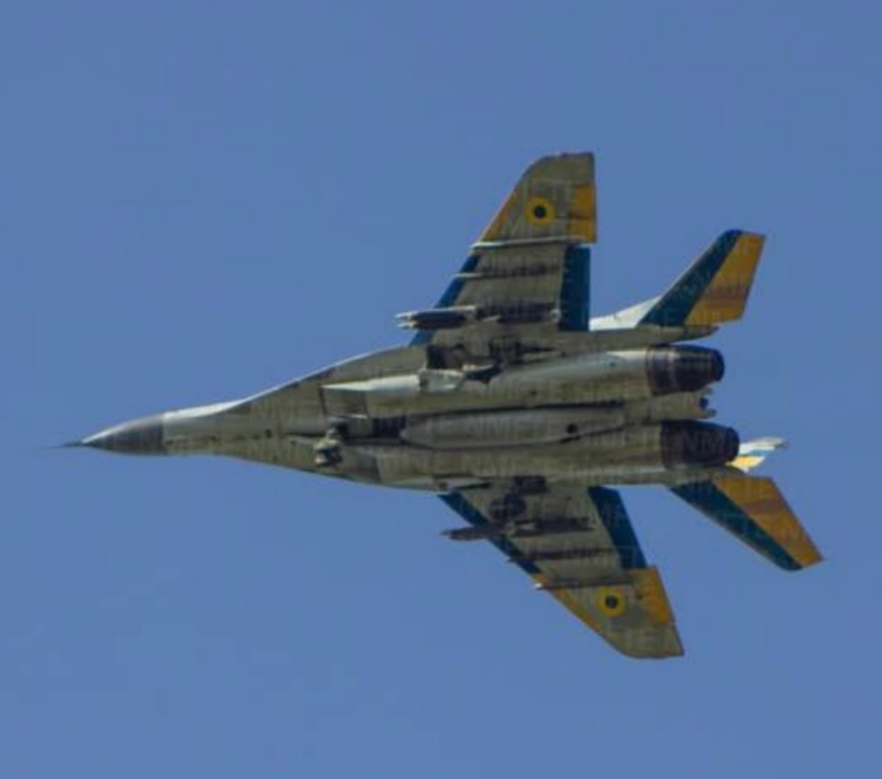 A Ukrainian air force MiG-29 carrying GBU-39s.