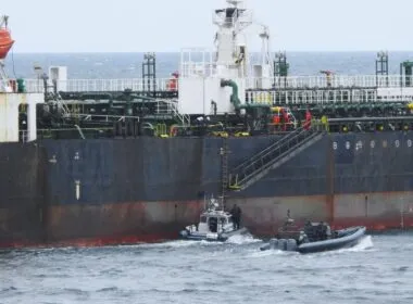 sweden finds 12 km oil slick east gotland — boards sanctioned shadow fleet tanker · post swedish coast guard police vessels boarding flora 1 baltic sea 3 2026 bordning av
