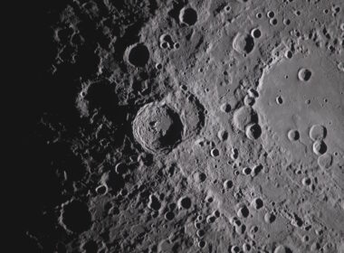 The image from the Artemis II crew, showing the Orientale basin on the right edge of the lunar disk. NASA