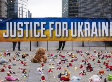 iceland poland tip special tribunal russia's aggression 17 — minimum needed formal vote · post teddy bears candles laid out us-based nonprofit avaaz schuman roundabout brussels vigil ukrainian children deported