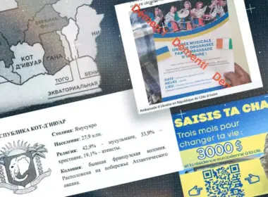 russia listed ivory coast promising country influence operations — ran four anti-ukraine campaigns five months · post materials russia's disinformation campaign against ukraine internal files côte d'ivoire fake ukrainian embassy