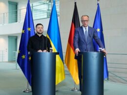 Ukrainian President Volodymyr Zelenskyy and German Chancellor Friedrich Merz