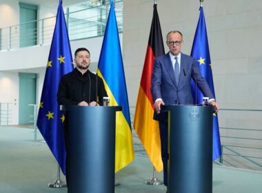 Ukrainian President Volodymyr Zelenskyy and German Chancellor Friedrich Merz