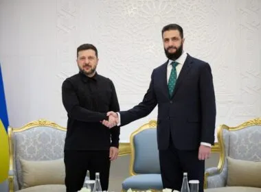 President Zelenskyy meets Syrian President Al-Sharaa during his visit to Damascus. Credits: President of Ukraine