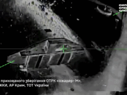 A Russian Iskander missile storage site in occupied Crimea, seen from a Ukrainian drone amid strikes. Screenshot from video: SOF