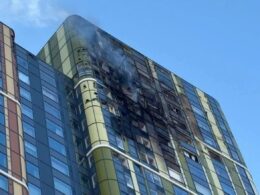 The aftermath of a drone attack on Russia's Yekaterinburg. Source: Astra