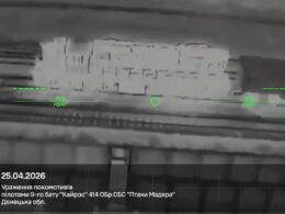 ukraine drone forces scale up operational depth locomotives comms towers depots hit occupied regions three days · post russian locomotive crosshairs ukrainian fp-2 donetsk oblast 25 2026 video robert madyar
