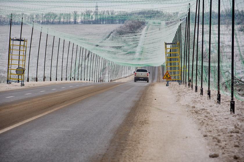 fishing nets used mediterranean millennia — now italy wants turn drone shields over ukrainian cities · post workers install anti-drone above road kharkiv's ring 2026 2daykhua sitka6 italy's senate has