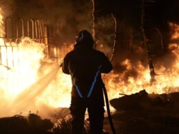 40 children narrowly escape russian drone strike bus near dnipro six wounded include child pregnant woman · post rescuer extinguishes fire port infrastructure odesa oblast after strikes overnight 2-3 2026