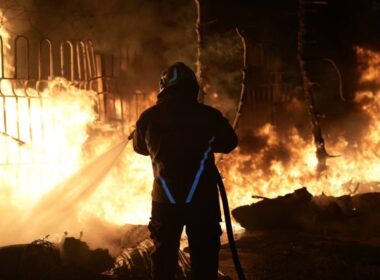 40 children narrowly escape russian drone strike bus near dnipro six wounded include child pregnant woman · post rescuer extinguishes fire port infrastructure odesa oblast after strikes overnight 2-3 2026