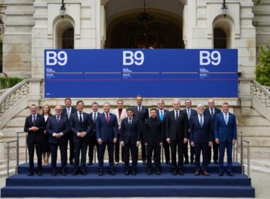 Ukrainian President Volodymyr Zelenskyy at the Bucharest Nine summit on 13 May. Source: The Presidential Office